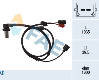 Capteur, vitesse de roue FAE 78059