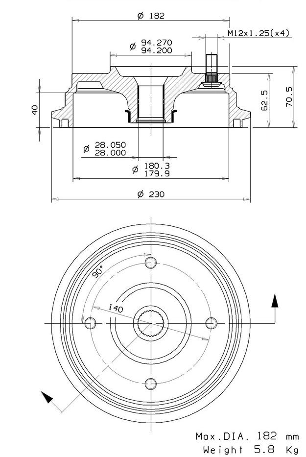 Tambour de frein VILLAR 627.0266