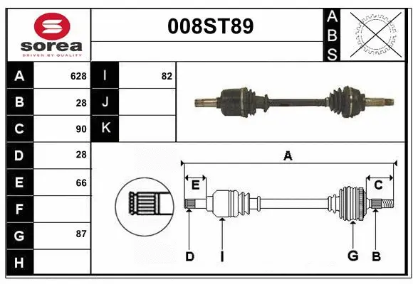 Arbre de transmission STARTCAR 008ST89