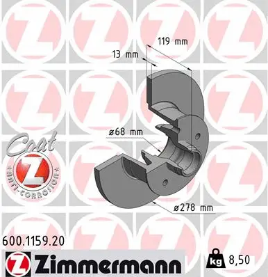 Disque de frein ZIMMERMANN 600.1159.20
