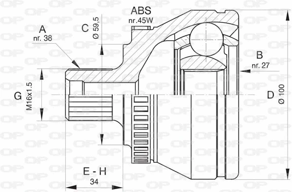Jeu de joints, arbre de transmission OPEN PARTS CVJ5816.10