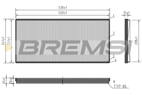 Filtre, air de l'habitacle BREMSI FC1326