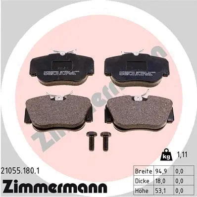 Kit de plaquettes de frein, frein à disque ZIMMERMANN 21055.180.1