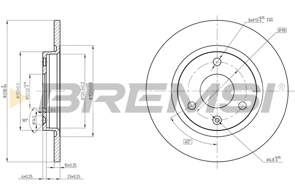 Disque de frein BREMSI CD6335S