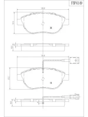 Kit de plaquettes de frein, frein à disque FI.BA FBP4149