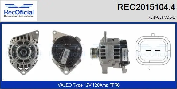 Alternateur RECOFICIAL REC2015104.4
