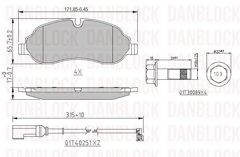 Kit de plaquettes de frein, frein à disque DANBLOCK DB 511205