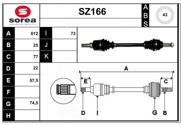 Arbre de transmission SERA SZ166