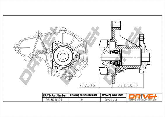 Pompe à eau, refroidissement du moteur Dr!ve+ DP2310.10.105