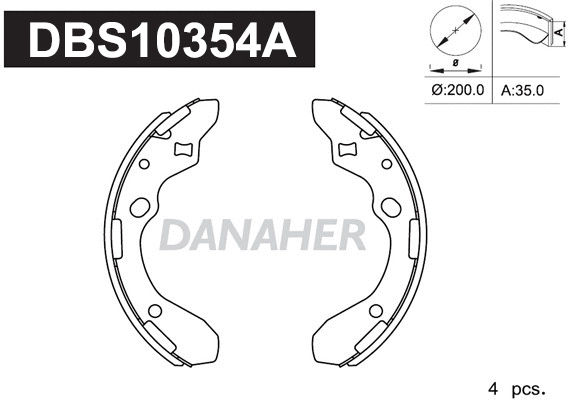 Jeu de mâchoires de frein DANAHER DBS10354A