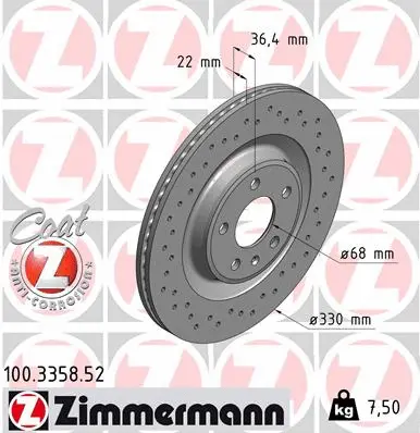 Disque de frein ZIMMERMANN 100.3358.52