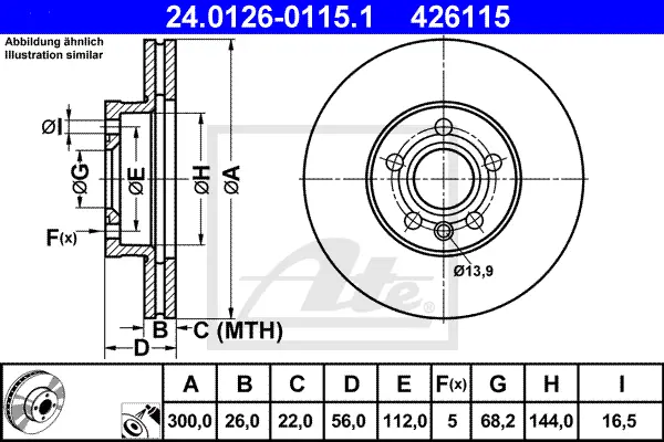 Disque de frein ATE-APAC 24.0126-0115.1