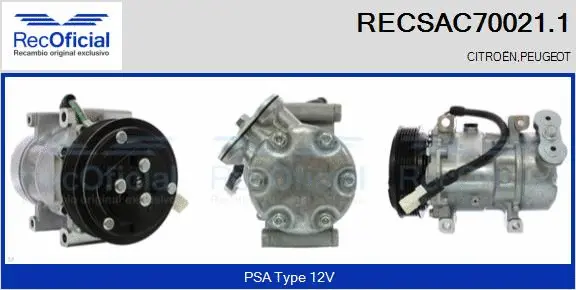 Compresseur, climatisation RECOFICIAL RECSAC70021.1
