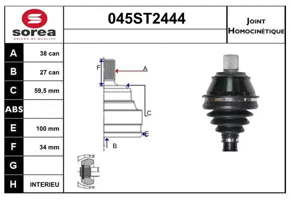 Jeu de joints, arbre de transmission STARTCAR 045ST2444