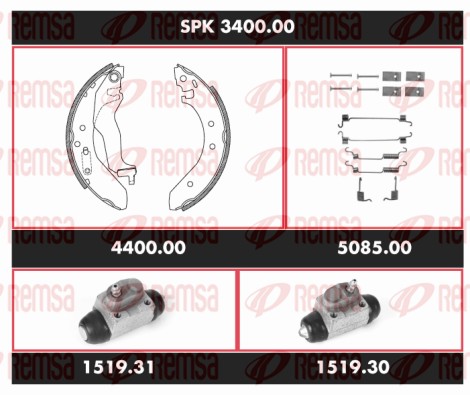 Kit de freins, freins à tambours REMSA SPK 3400.00