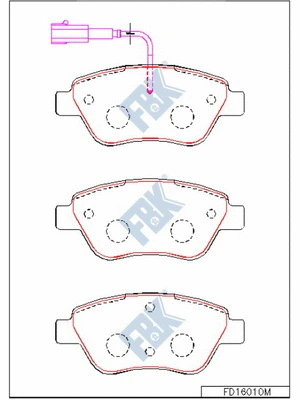 Kit de plaquettes de frein, frein à disque FBK FD16010M