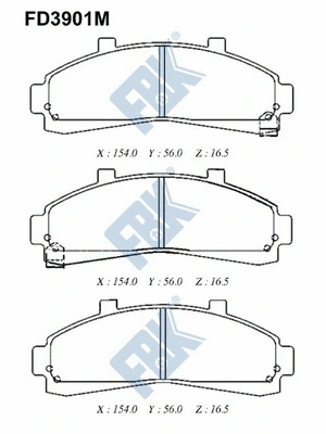Kit de plaquettes de frein, frein à disque FBK FD3901M