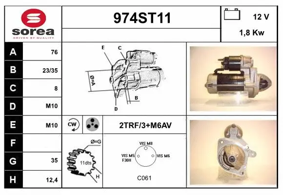 Démarreur STARTCAR 974ST11