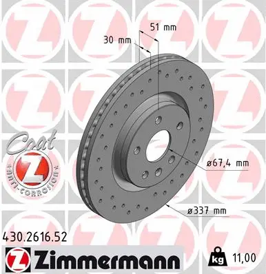 Disque de frein ZIMMERMANN 430.2616.52