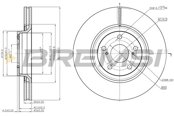 Disque de frein BREMSI CD7754V