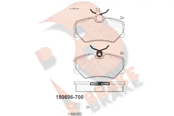 Kit de plaquettes de frein, frein à disque R BRAKE RB0696-700