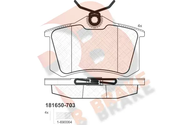 Kit de plaquettes de frein, frein à disque R BRAKE RB1650-703