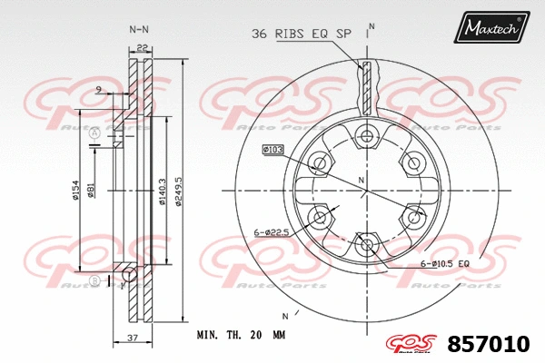 Disque de frein MAXTECH 857010