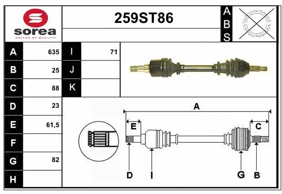 Arbre de transmission STARTCAR 259ST86