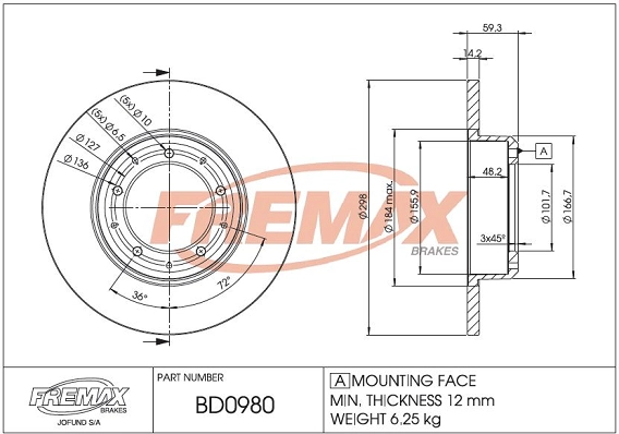 Disque de frein FREMAX BD-0980