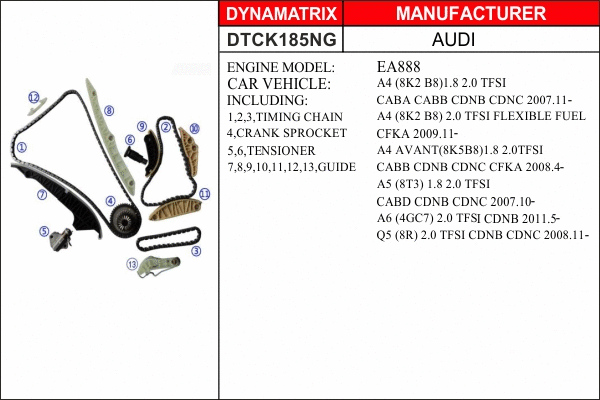 Kit de distribution par chaîne DYNAMATRIX DTCK185NG