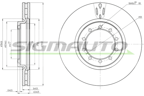 Disque de frein SIGMAUTO DB0182V