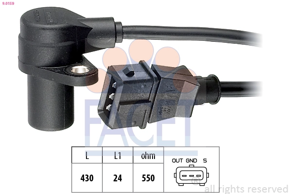 Capteur d'angle, vilebrequin FACET 9.0159
