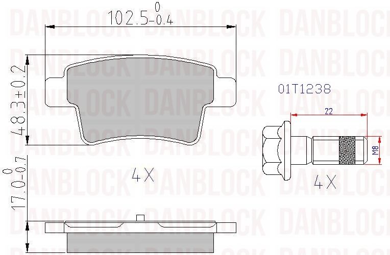 Kit de plaquettes de frein, frein à disque DANBLOCK DB 510651