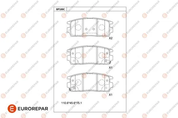 Kit de plaquettes de frein, frein à disque EUROREPAR 1681242280