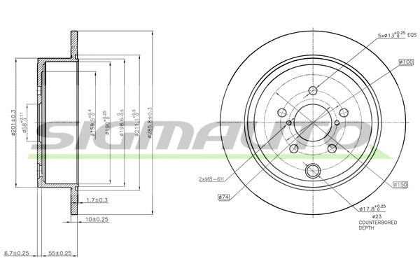 Disque de frein SIGMAUTO DBB883S