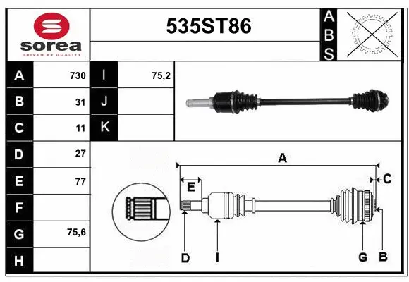 Arbre de transmission STARTCAR 535ST86