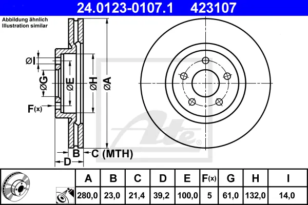 Disque de frein ATE-APAC 24.0123-0107.1
