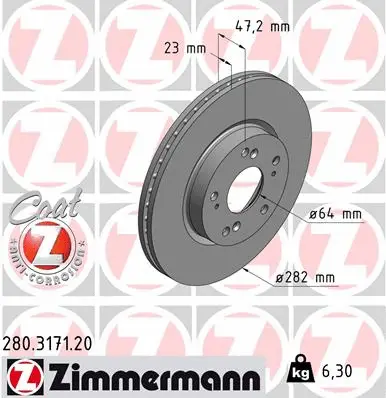 Disque de frein ZIMMERMANN 280.3171.20