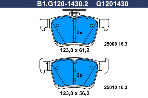 Kit de plaquettes de frein, frein à disque GALFER B1.G120-1430.2