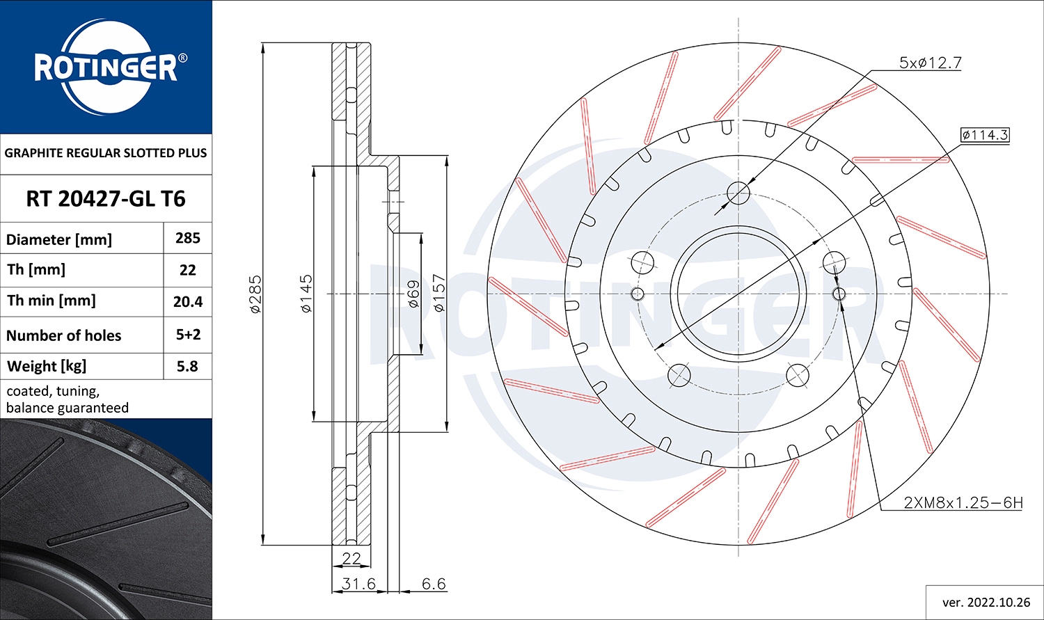 Disque de frein ROTINGER RT 20427-GL T6