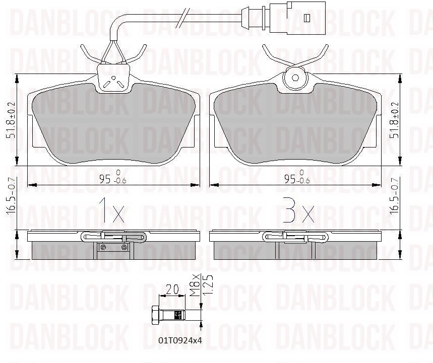 Kit de plaquettes de frein, frein à disque DANBLOCK DB 510245