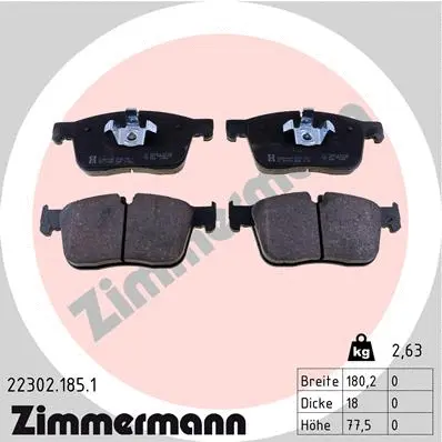 Kit de plaquettes de frein, frein à disque ZIMMERMANN 22302.185.1