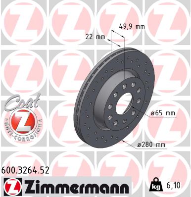 Disque de frein ZIMMERMANN 600.3264.52