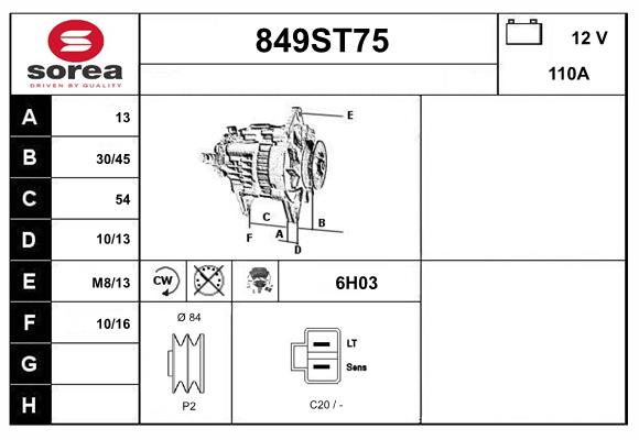 Alternateur STARTCAR 849ST75