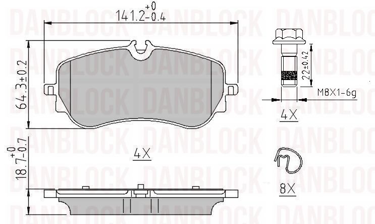 Kit de plaquettes de frein, frein à disque DANBLOCK DB 511425