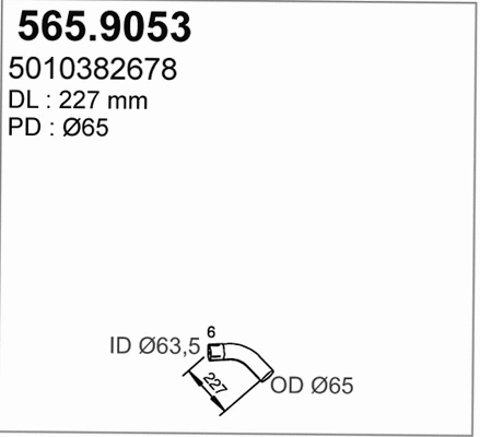 Tuyau d'échappement ASSO 565.9053