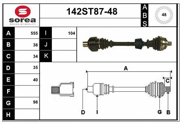 Arbre de transmission STARTCAR 142ST87-48