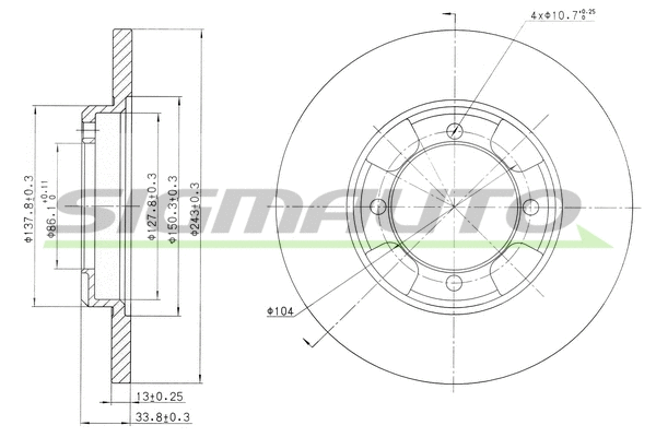 Disque de frein SIGMAUTO DBA343S