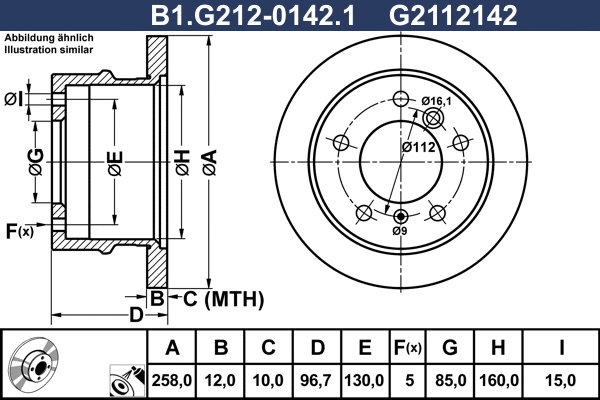 Disque de frein GALFER B1.G212-0142.1
