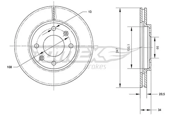 Disque de frein TOMEX Brakes TX 70-64